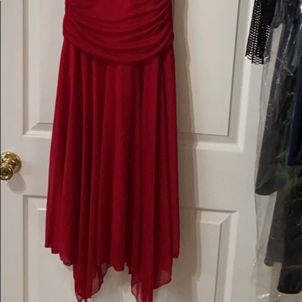 Flashy red halter dress